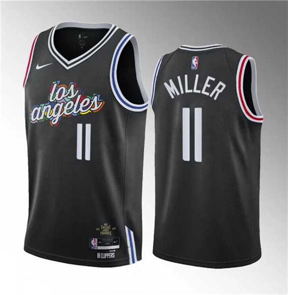 Men's Los Angeles Clippers #11 Jordan Miller Black 2023 Draft City Edition Stitched Jersey Dzhi